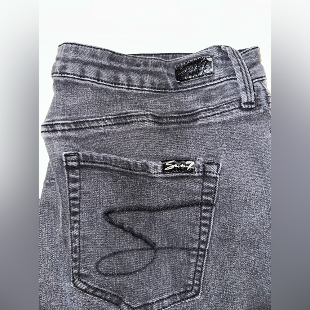 Seven7 Jeans Women’s Size 14 Black Skinny Mid Rise Frayed Hem Stretch Denim - Picture 3 of 8